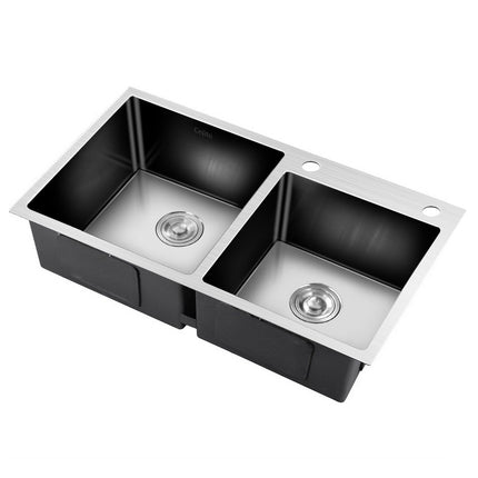 Cefito 80cm x 45cm Stainless Steel Kitchen Sink Flush/Drop-in Mount Silver.