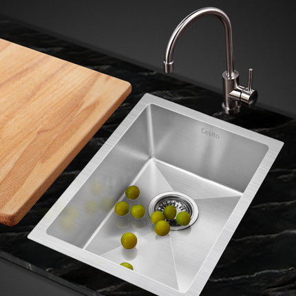 Cefito Kitchen Sink 44X34CM Stainless Steel Nano Basin Single Bowl Silver.