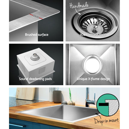 Cefito Kitchen Sink 36X36CM Stainless Steel Nano Basin Single Bowl Silver.