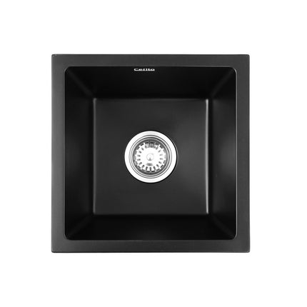 Cefito Kitchen Sink 38x38cm Granite Stone Sink Single Bowl Black.
