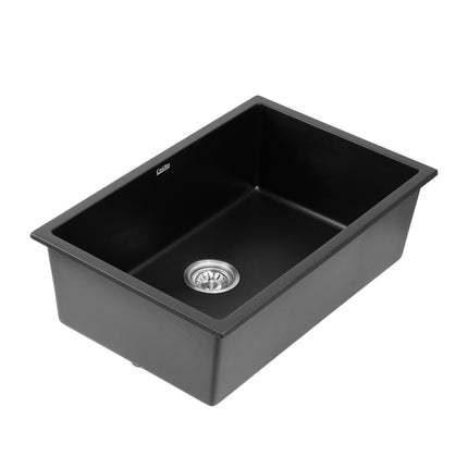 Cefito Kitchen Sink 70x45cm Granite Stone Sink Single Bowl Black.