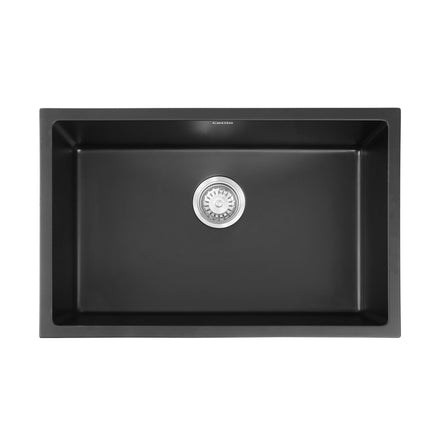 Cefito Kitchen Sink 70x45cm Granite Stone Sink Single Bowl Black.