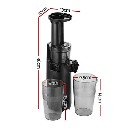Devanti Slow Juicer Cold Press Fruit Juice Extractor 130W Black.