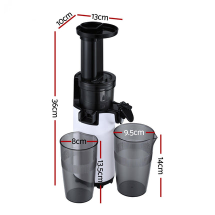 Devanti Slow Juicer Cold Press Fruit Juice Extractor 130W White.