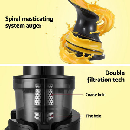 Devanti Slow Juicer Cold Press Fruit Juice Extractor 200W Black.
