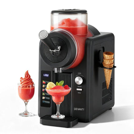 Devanti 2L Slushie Machine Ice Cream Maker Frozen Smoothies Milkshakes Black.