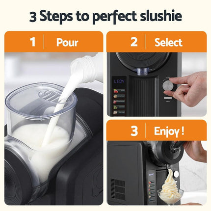 Devanti 2L Slushie Machine Ice Cream Maker Frozen Smoothies Milkshakes Black.
