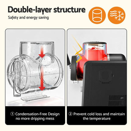 Devanti 2L Slushie Machine Ice Cream Maker Frozen Smoothies Milkshakes Black.