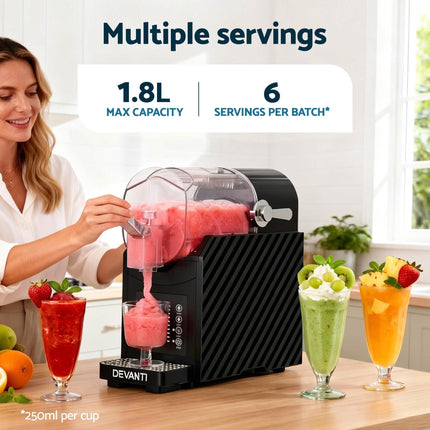 Devanti 1.8L Slushie Machine Maker Frozen Smoothies Milkshakes Black.