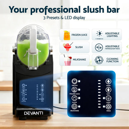 Devanti 1.8L Slushie Machine Maker Frozen Smoothies Milkshakes Black.