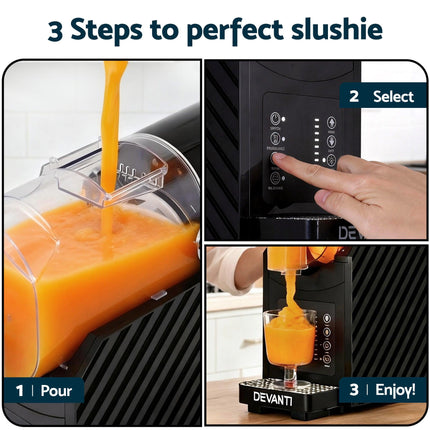 Devanti 1.8L Slushie Machine Maker Frozen Smoothies Milkshakes Black.