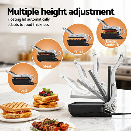 Devanti 3 in 1 Sandwich Maker Steak Press Grill 1000W.