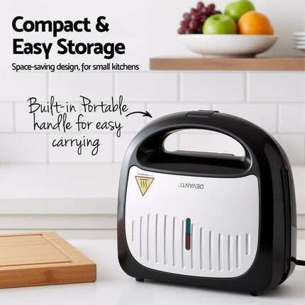 Devanti 3-in-1 Sandwich Press Waffle Maker Panini Press Grill 850W.