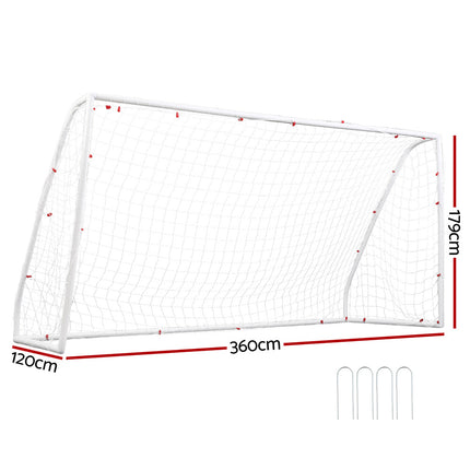 Everfit 12FT Soccer Football Goal Net UPVC Frame with PE Mesh Weatherproof Portable Goals for Backyard Training Competitive Play.