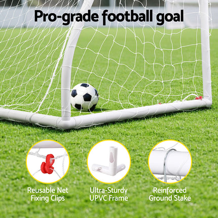Everfit 12FT Soccer Football Goal Net UPVC Frame with PE Mesh Weatherproof Portable Goals for Backyard Training Competitive Play.