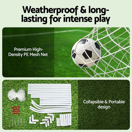 Everfit 12FT Soccer Football Goal Net UPVC Frame with PE Mesh Weatherproof Portable Goals for Backyard Training Competitive Play.