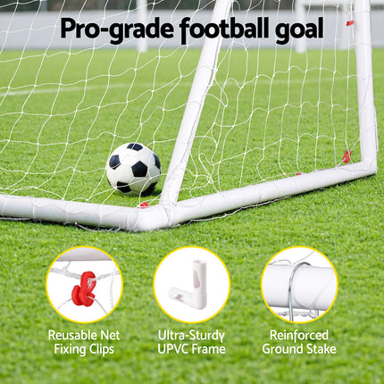 Everfit 8FT Soccer Football Goal Net UPVC Frame with PE Mesh Weatherproof Portable Goals for Backyard Training Competitive Play.