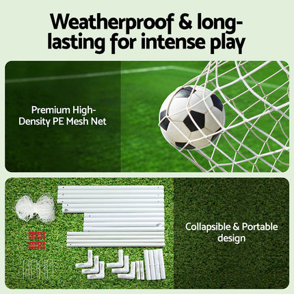 Everfit 8FT Soccer Football Goal Net UPVC Frame with PE Mesh Weatherproof Portable Goals for Backyard Training Competitive Play.