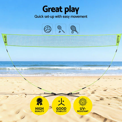Everfit 3M Badminton Tennis Net Portable Volleyball Kit Yellow.