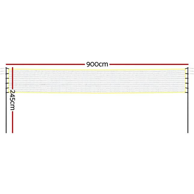 Everfit 9M Portable Volleyball Net Set with Ball Boundary Lines Badminton Tennis.