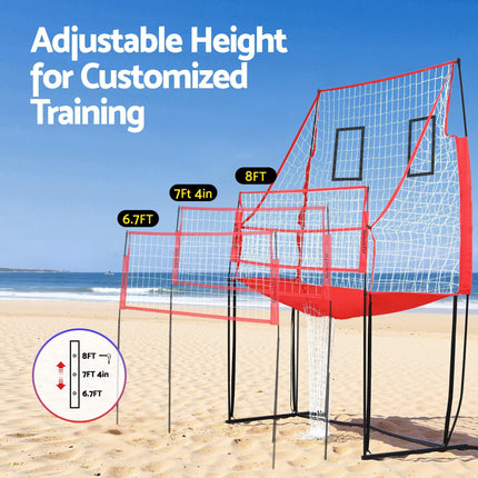 Everfit 8ft Volleyball Net Training Equipment Adjustable Height Portable with Ball and Bag.