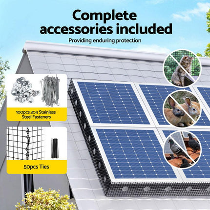Gardeon 20cm x 30M Solar Panel Bird Guard Mesh Critter Guard Roll Kit with Rust-Proof PVC Coating.