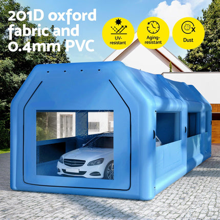 Giantz Inflatable Spray Booth Car Paint Tent 1000X500X350cm 2 Blowers Filter Mobile Garage Workstation.