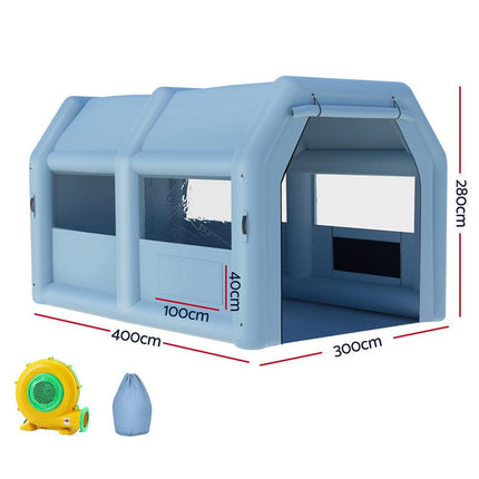 Giantz Inflatable Spray Booth 4X3M Car Paint Tent Filter System Blower.