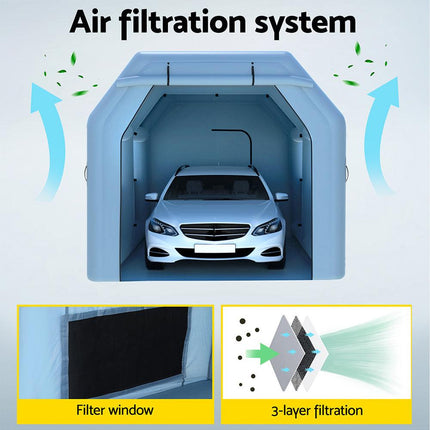 Giantz Inflatable Spray Booth 4X3M Car Paint Tent Filter System Blower.