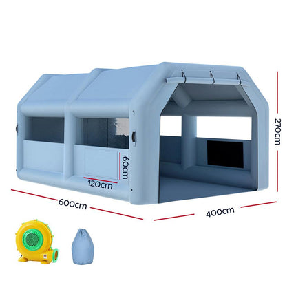 Giantz Inflatable Spray Booth 6X4M Car Paint Tent Filter System Blower.