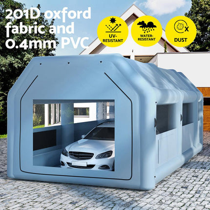 Giantz Inflatable Spray Booth 8.5X4.6M Car Paint Tent Filter System 2 Blowers.