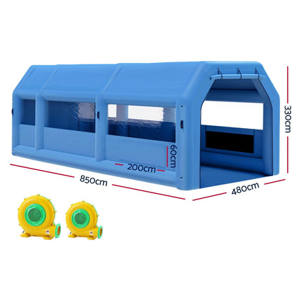 GIANTZ Inflatable Spray Booth Car Paint Tent 8.5x4.8m 2 Blowers Filter Mobile Garage Workstation.