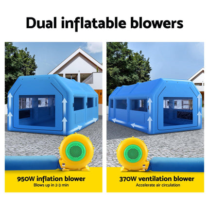 GIANTZ Inflatable Spray Booth Car Paint Tent 8.5x4.8m 2 Blowers Filter Mobile Garage Workstation.