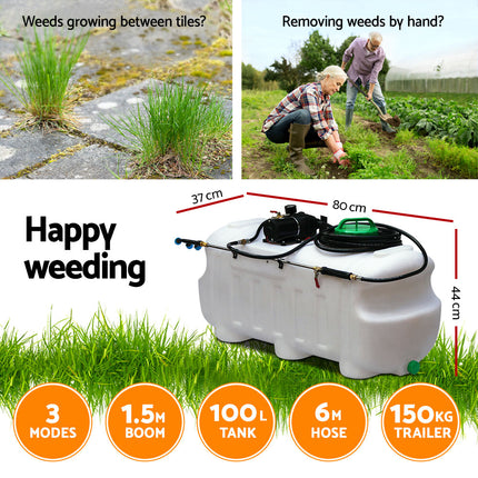 Giantz Weed Sprayer 100L Trailer 1.5M Boom Garden Spray.