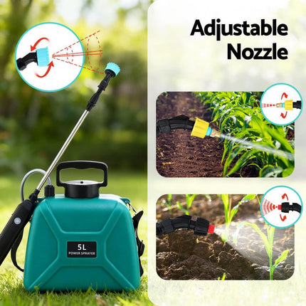 Giantz Weed Sprayer Garden Sprayer USB Charging Electric Shoulder Sprayer 5L.