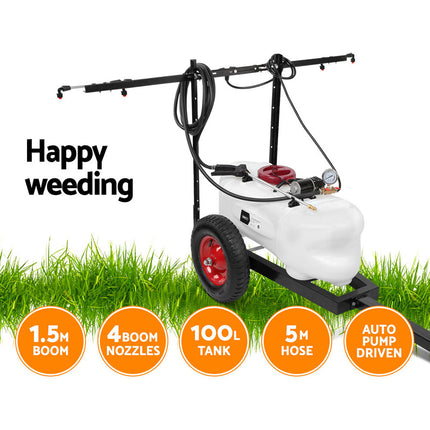 Giantz Weed Sprayer 100L Trailer 1.5M Boom Garden Spray.