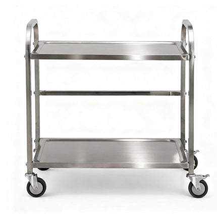 Cefito 2-Tier Stainless Steel Kitchen Trolley with Wheels 84x56x98cm.