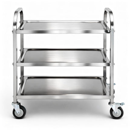Cefito 3-Tier Stainless Steel Kitchen Trolley with Wheels 89X50X83cm.