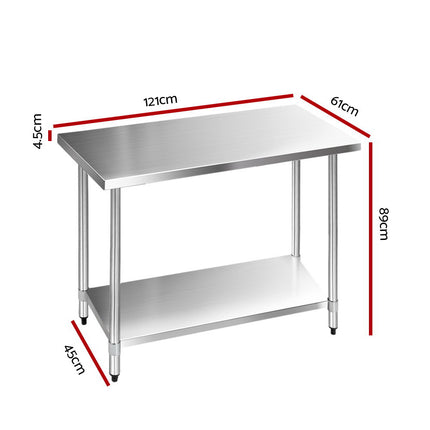 Cefito 1219x610mm Stainless Steel Kitchen Bench 304.