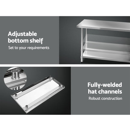 Cefito 1219x610mm Stainless Steel Kitchen Bench 304.