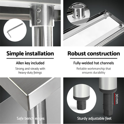 Cefito 1524x610mm Stainless Steel Kitchen Bench 304.