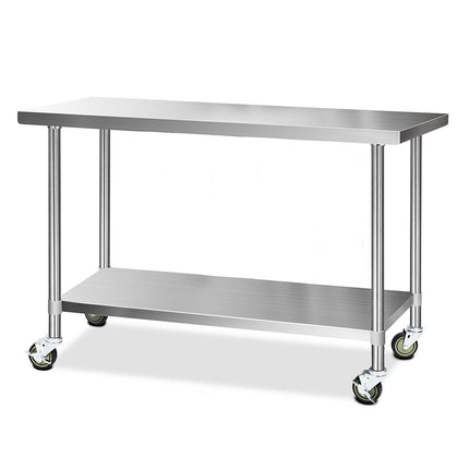 Cefito 1524x610mm Stainless Steel Kitchen Bench with Wheels 304.