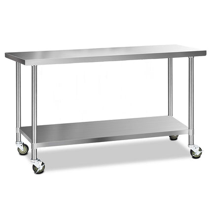 Cefito 1829x610mm Stainless Steel Kitchen Bench with Wheels 304.
