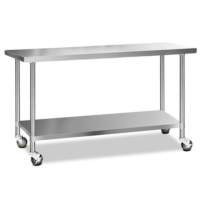 Cefito 1829x610mm Stainless Steel Kitchen Bench with Wheels 304.