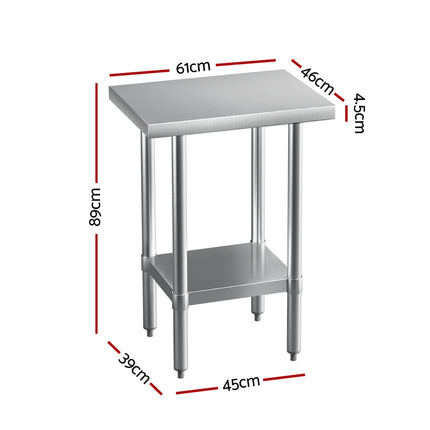 Cefito Stainless Steel Kitchen Benches Work Bench 610x457mm 430.