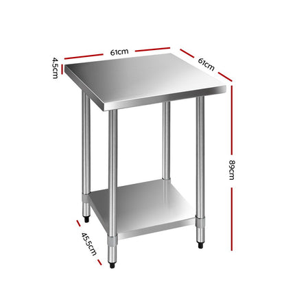 Cefito 610x610mm Stainless Steel Kitchen Bench 430.