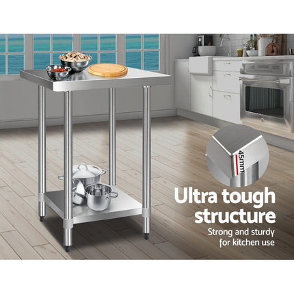 Cefito 610x610mm Stainless Steel Kitchen Bench 430.