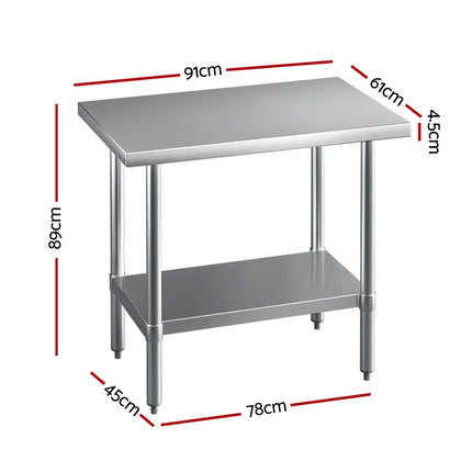 Cefito Stainless Steel Kitchen Benches Work Bench 910x610mm 430.