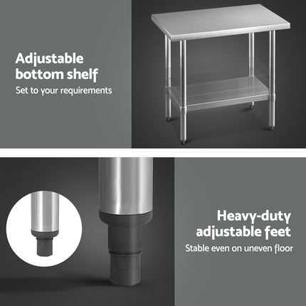Cefito Stainless Steel Kitchen Benches Work Bench 910x610mm 430.