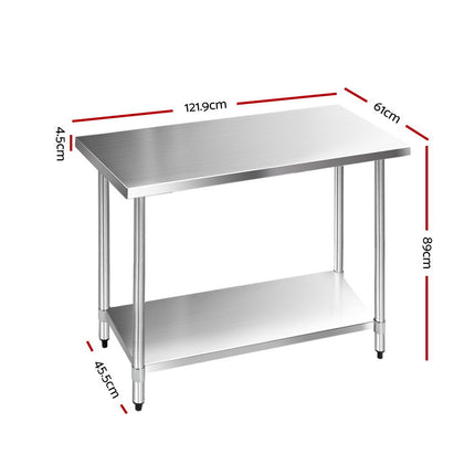 Cefito 1219x610mm Stainless Steel Kitchen Bench 430.